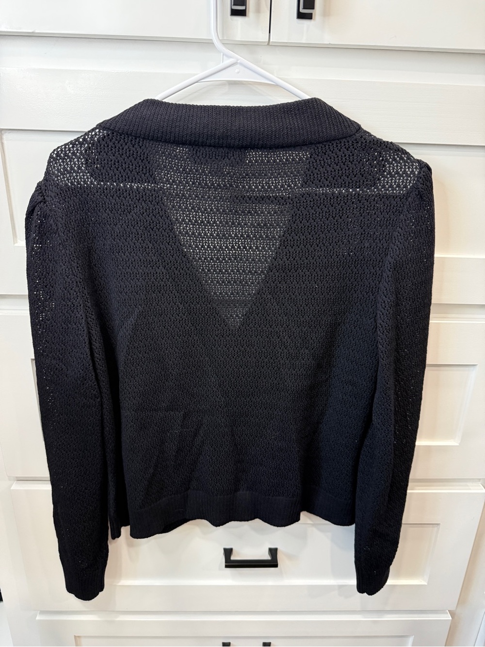 St. John Collection Charcoal Black Open-Knit V-Neck Sweater - Picture 2 of 2